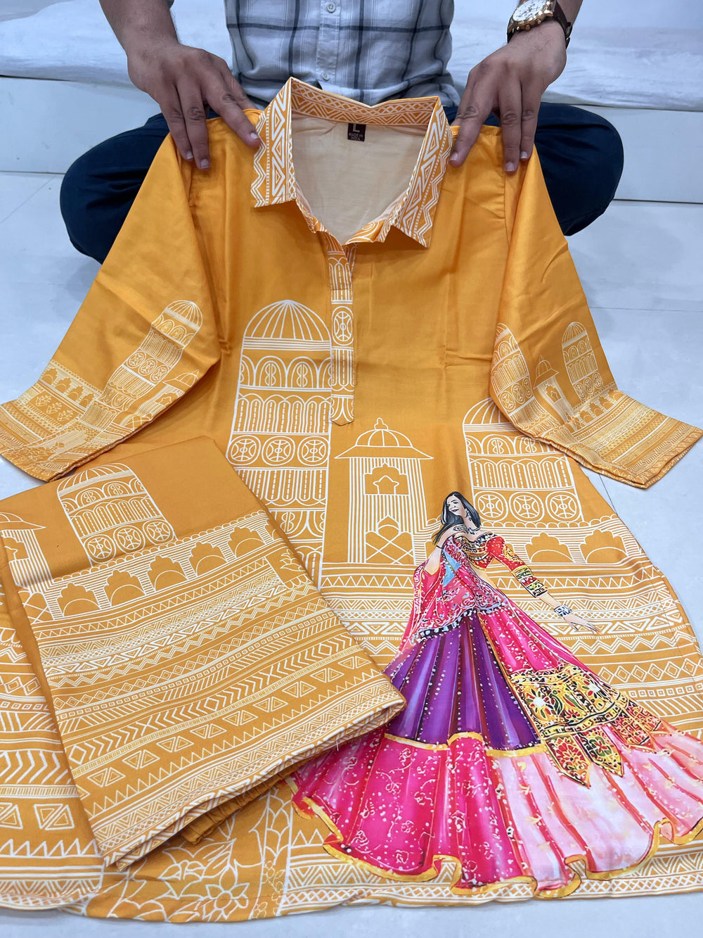 Designer Digital Print Muslin Silk Cord Set