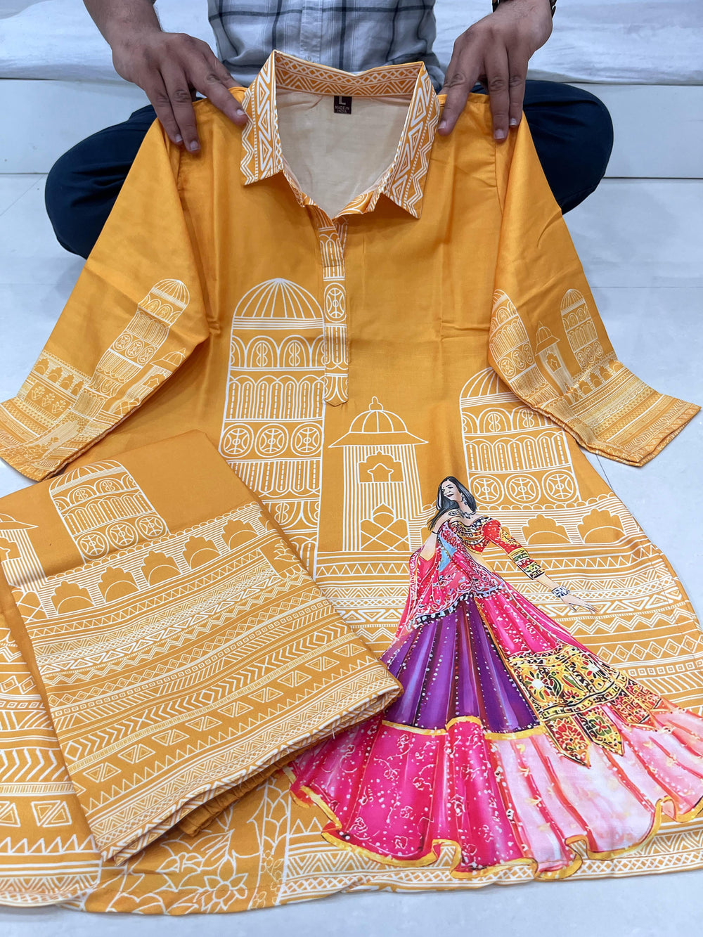 Designer Digital Print Muslin Silk Cord Set