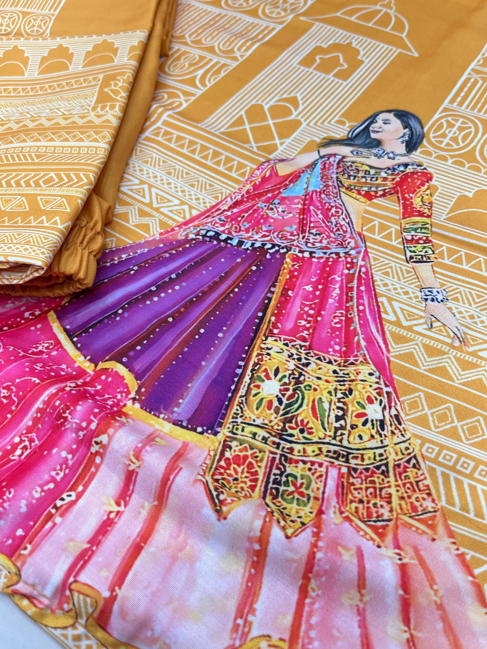 Designer Digital Print Muslin Silk Cord Set