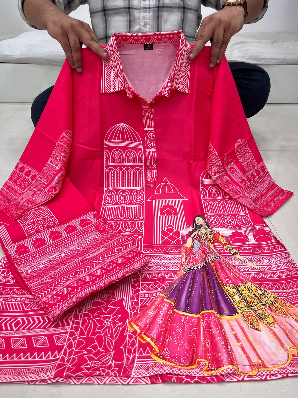 Designer Digital Print Muslin Silk Cord Set