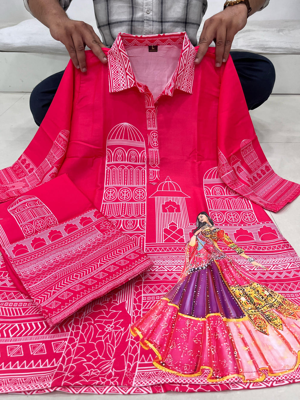 Designer Digital Print Muslin Silk Cord Set