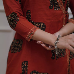 Elephant Print Cotton Kurta Set with Dupatta