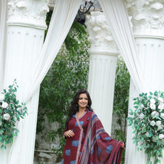 Elephant Print Cotton Kurta Set with Dupatta