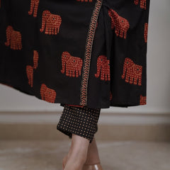 Elephant Print Cotton Kurta Set with Dupatta