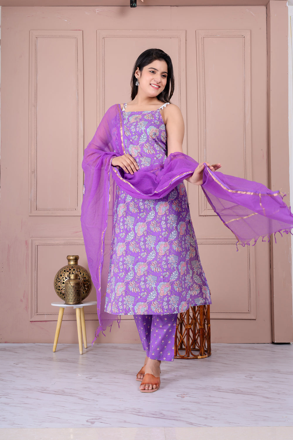 Elegant Cotton Suit Set with Kota Doria Dupatta