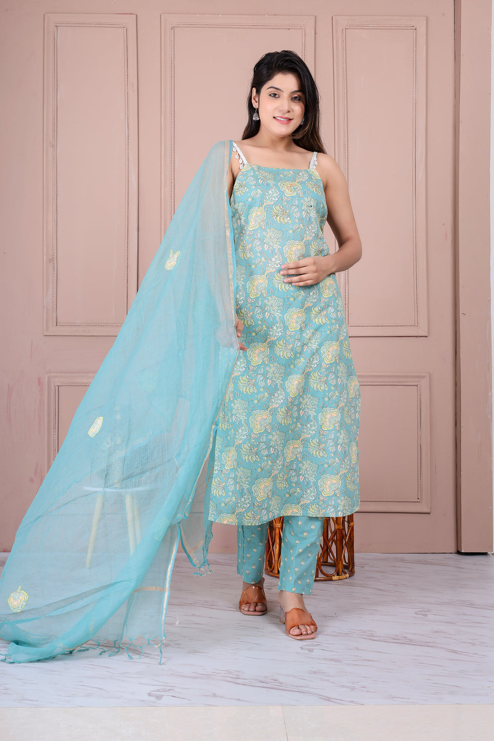 Elegant Cotton Suit Set with Kota Doria Dupatta