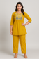 Embroidered Short Kurta Pant Set – Teal Blue, Mustard, Maroon & Light Blue