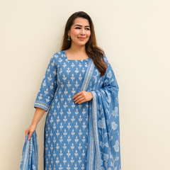 Floral Printed Cotton Kurta Set