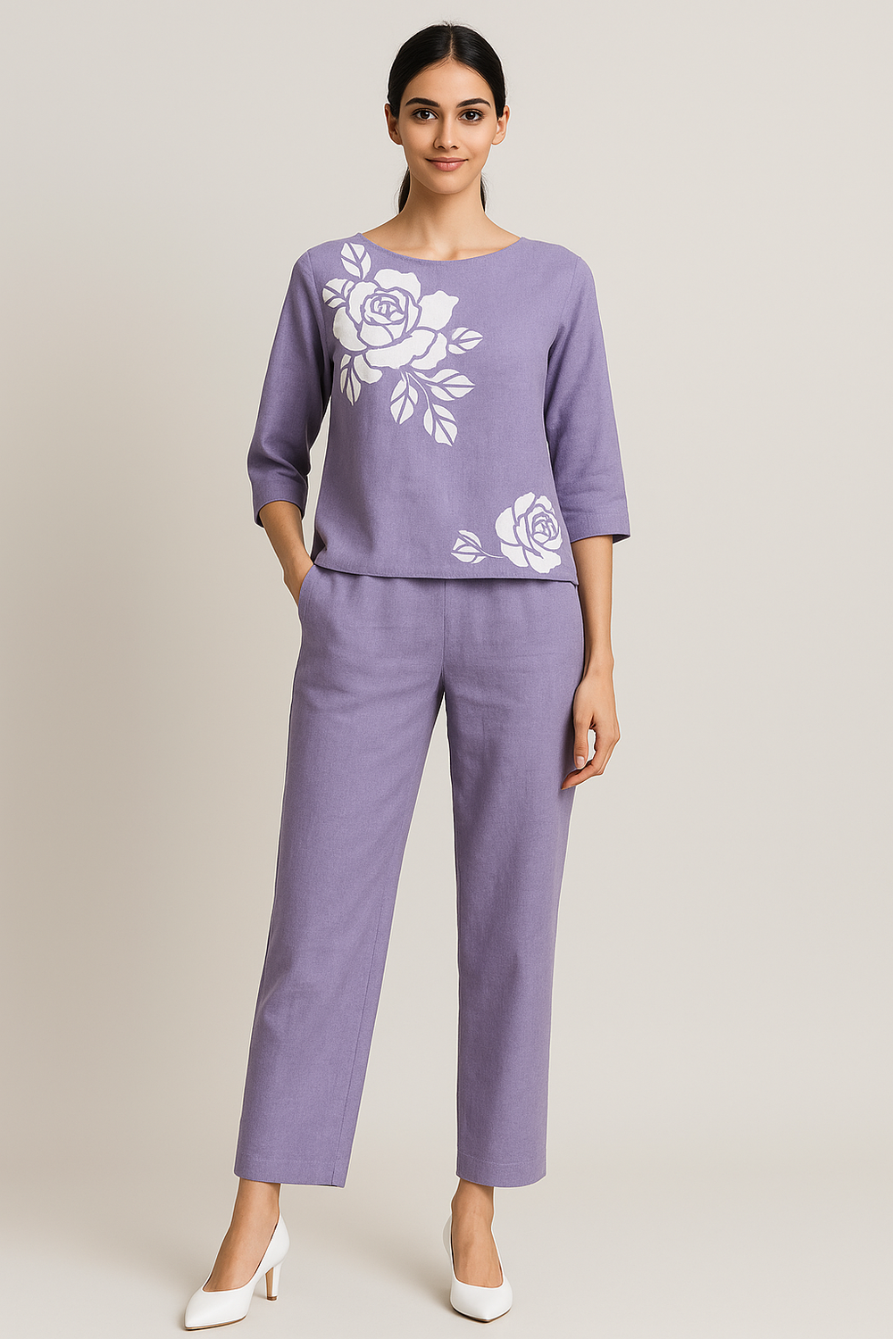 Floral Print Two-Piece Co-ord Set for Women