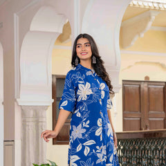 Women’s Floral Printed Cotton Kurta Set with Pants