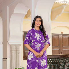 Women’s Floral Printed Cotton Kurta Set with Pants
