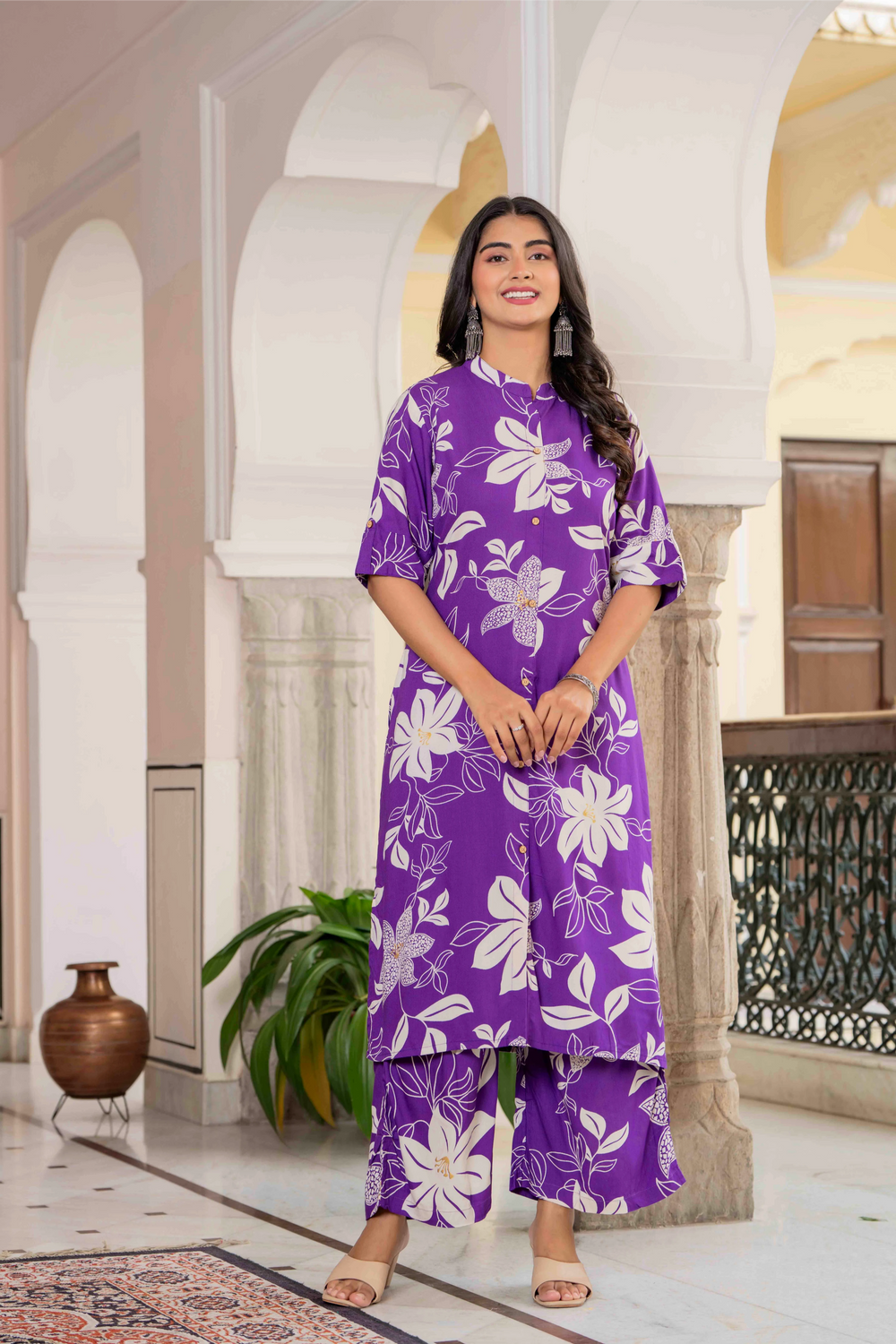 Women’s Floral Printed Cotton Kurta Set with Pants