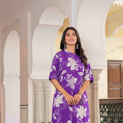 Women’s Floral Printed Cotton Kurta Set with Pants