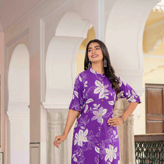 Women’s Floral Printed Cotton Kurta Set with Pants