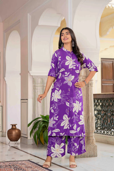Women’s Floral Printed Cotton Kurta Set with Pants