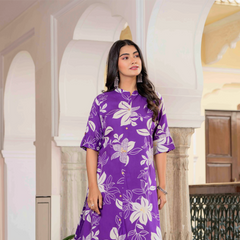 Women’s Floral Printed Cotton Kurta Set with Pants
