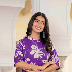 Women’s Floral Printed Cotton Kurta Set with Pants