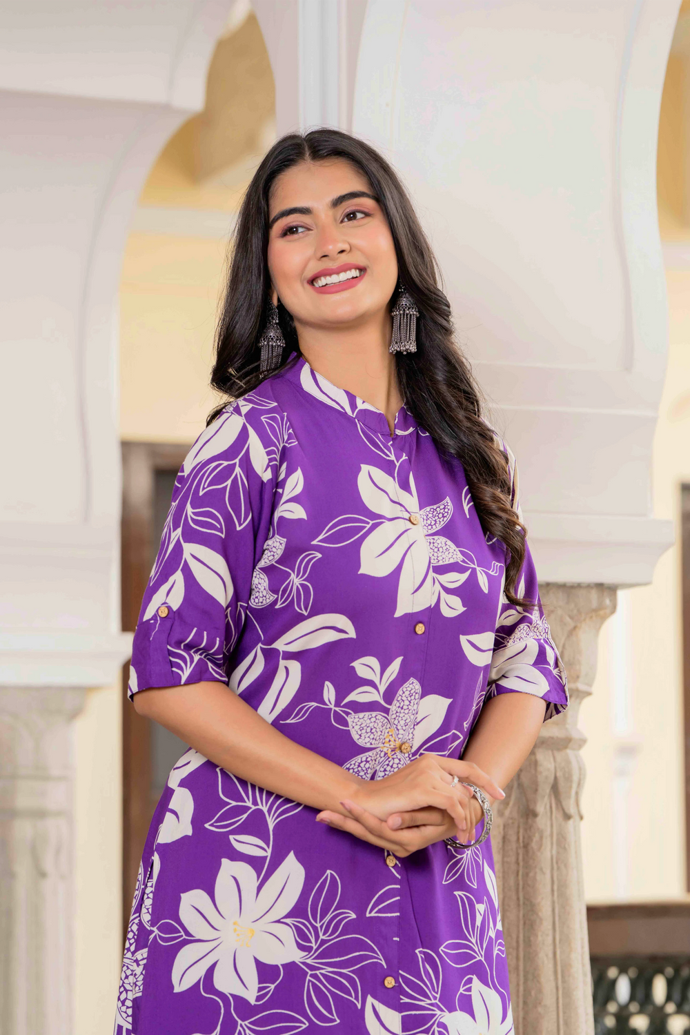Women’s Floral Printed Cotton Kurta Set with Pants