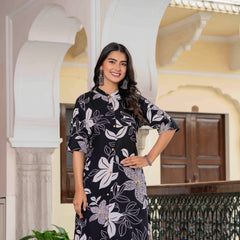 Women’s Floral Printed Cotton Kurta Set with Pants
