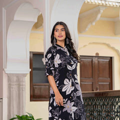 Women’s Floral Printed Cotton Kurta Set with Pants