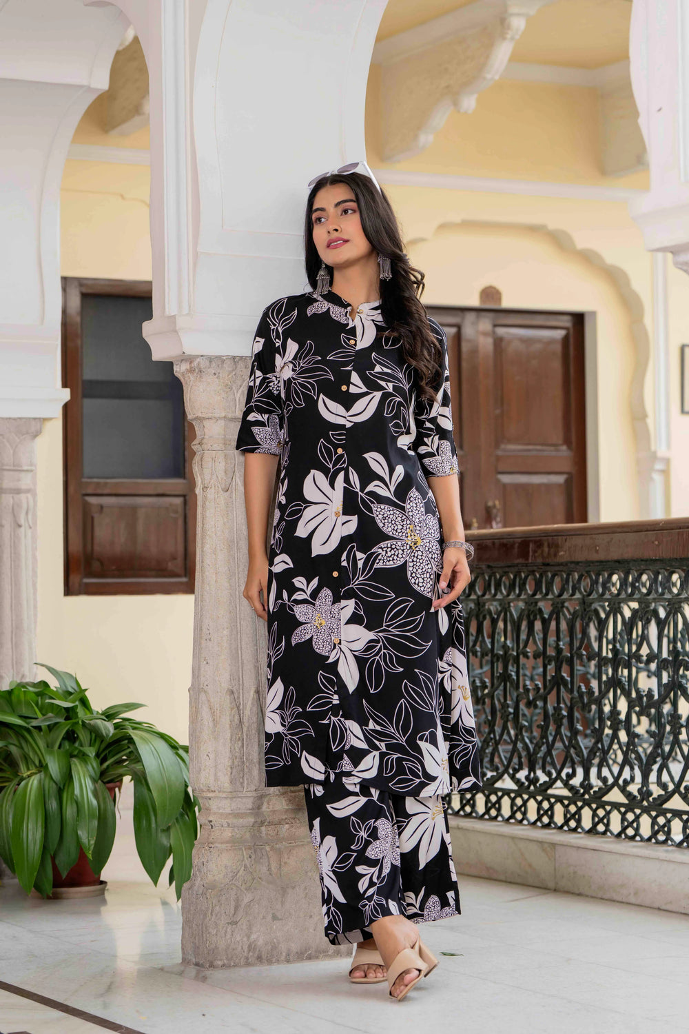 Women’s Floral Printed Cotton Kurta Set with Pants