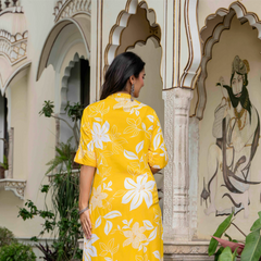 Women’s Floral Printed Cotton Kurta Set with Pants