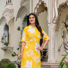Women’s Floral Printed Cotton Kurta Set with Pants
