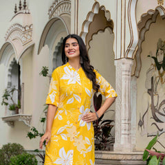 Women’s Floral Printed Cotton Kurta Set with Pants
