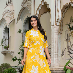 Women’s Floral Printed Cotton Kurta Set with Pants