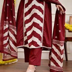 Premium Cotton A-Line Suit Set | Embroidered Elegance with Dupatta