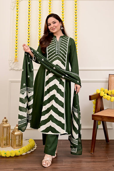 Premium Cotton A-Line Suit Set | Embroidered Elegance with Dupatta