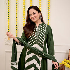 Premium Cotton A-Line Suit Set | Embroidered Elegance with Dupatta