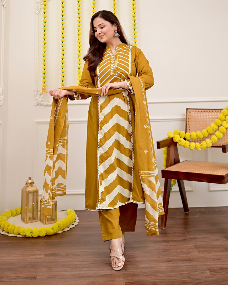 Premium Cotton A-Line Suit Set | Embroidered Elegance with Dupatta
