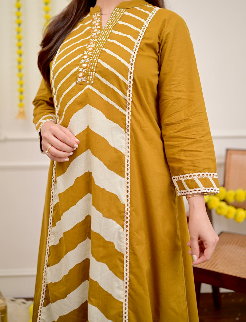 Premium Cotton A-Line Suit Set | Embroidered Elegance with Dupatta