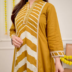 Premium Cotton A-Line Suit Set | Embroidered Elegance with Dupatta