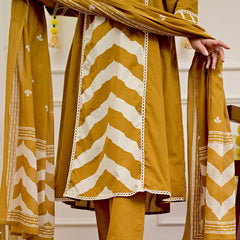 Premium Cotton A-Line Suit Set | Embroidered Elegance with Dupatta