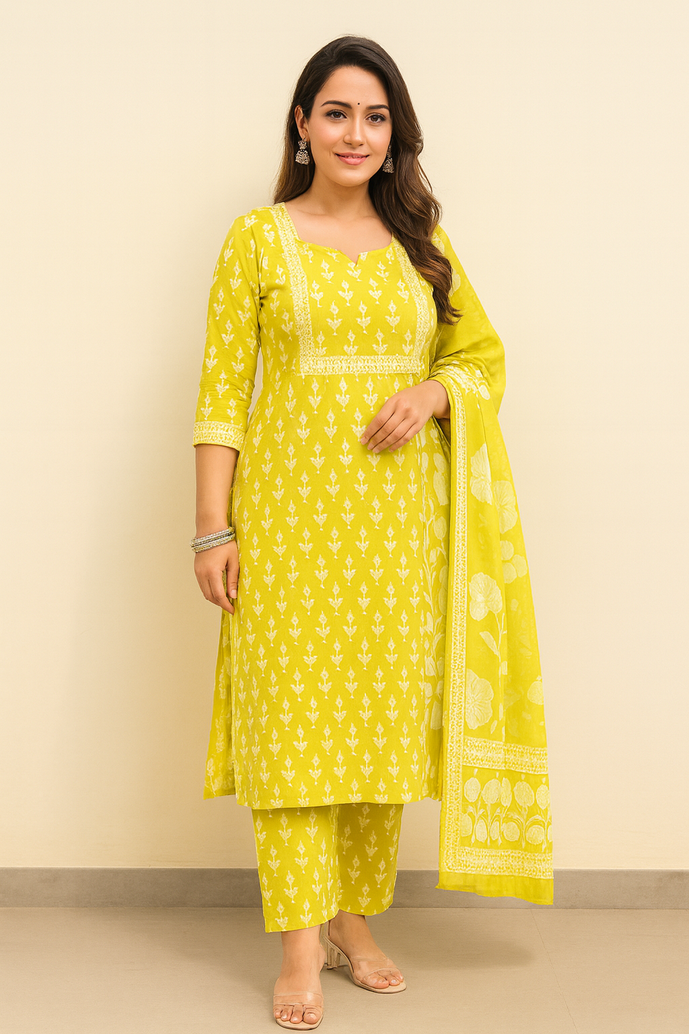 Floral Printed Cotton Kurta Set