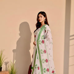 Floral Block Print Cotton Suit Set with Dupatta
