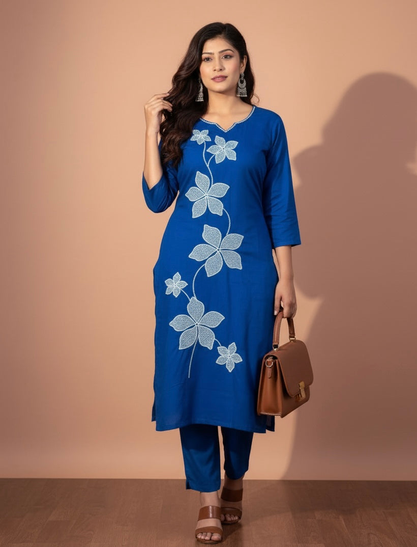 Floral Elegance Kurti Set