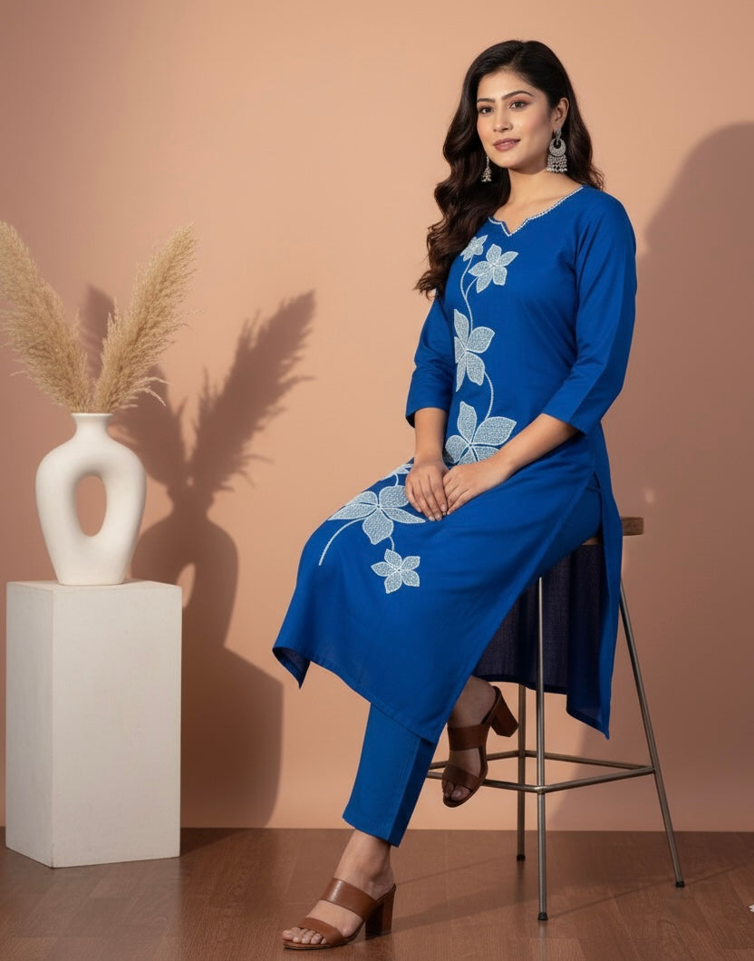 Floral Elegance Kurti Set