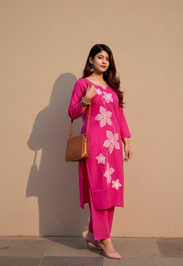 Floral Elegance Kurti Set