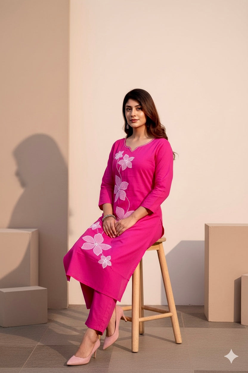 Floral Elegance Kurti Set