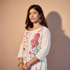 Embroidered Cotton Co-Ord Set with Straight Pants – Available in Rust & Cream