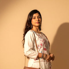 Embroidered Cotton Co-Ord Set with Straight Pants – Available in Rust & Cream