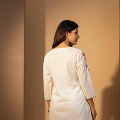 Embroidered Cotton Co-Ord Set with Straight Pants – Available in Rust & Cream