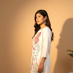 Embroidered Cotton Co-Ord Set with Straight Pants – Available in Rust & Cream