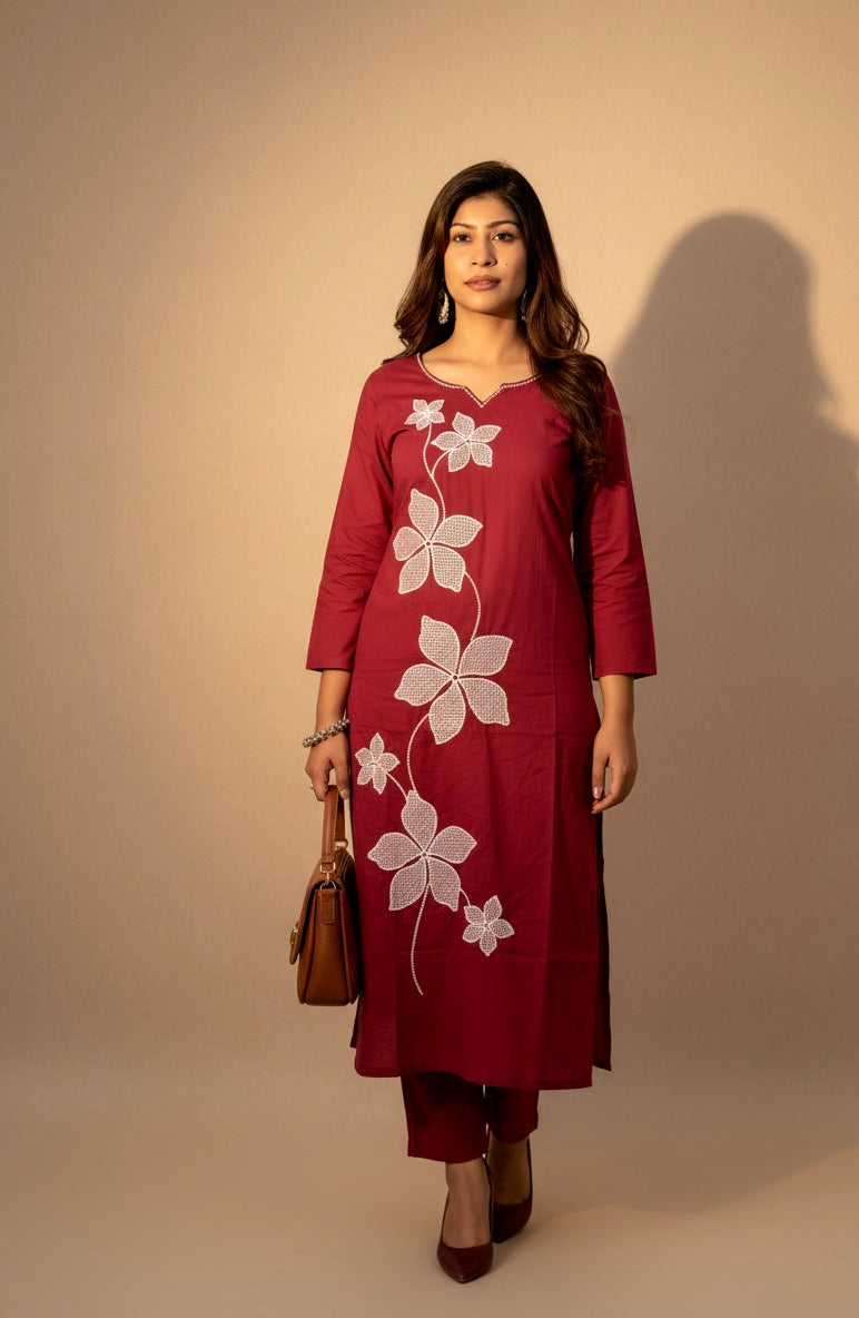 Floral Elegance Kurti Set
