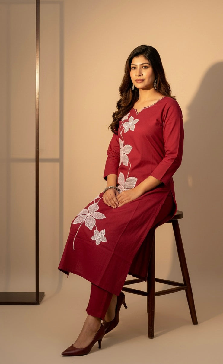 Floral Elegance Kurti Set