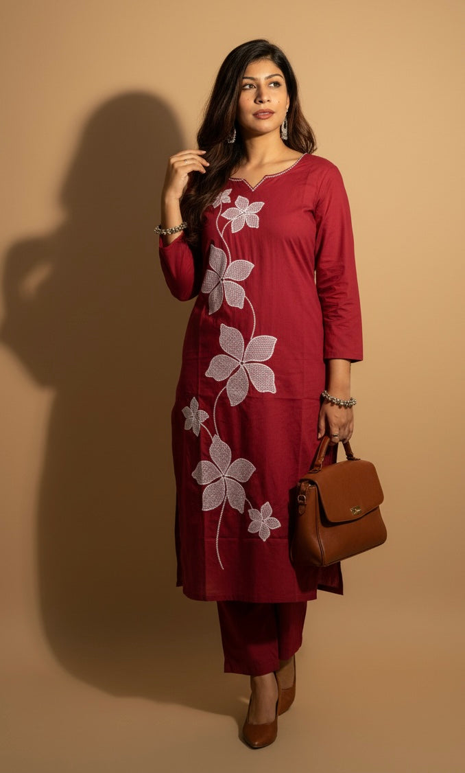 Floral Elegance Kurti Set