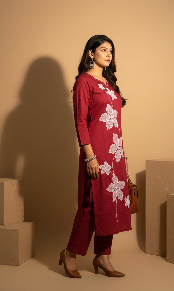 Floral Elegance Kurti Set